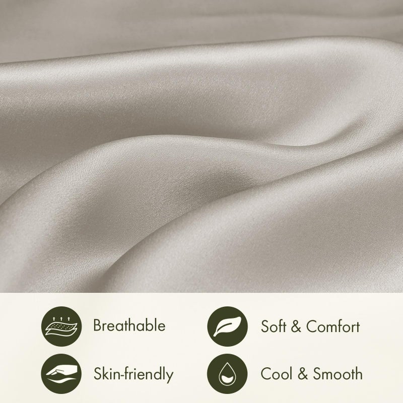 LilySilk غطاء وسادة حرير 19 مم من LILYSILK للشعر والبشرة مع جانب قطن قياسي/ملكة 20x30 بوصة رمادي فضي 1 قطعة - Image 5
